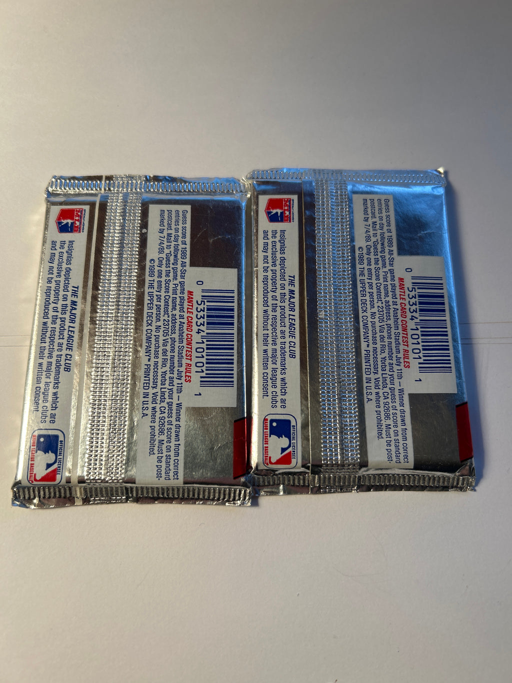 1989 Upper Deck Baseball Low Series Unopened Wax Pack Sealed Original 89 Cent Price Tag Griffey Rookie Year Mantle Contest Wrapper