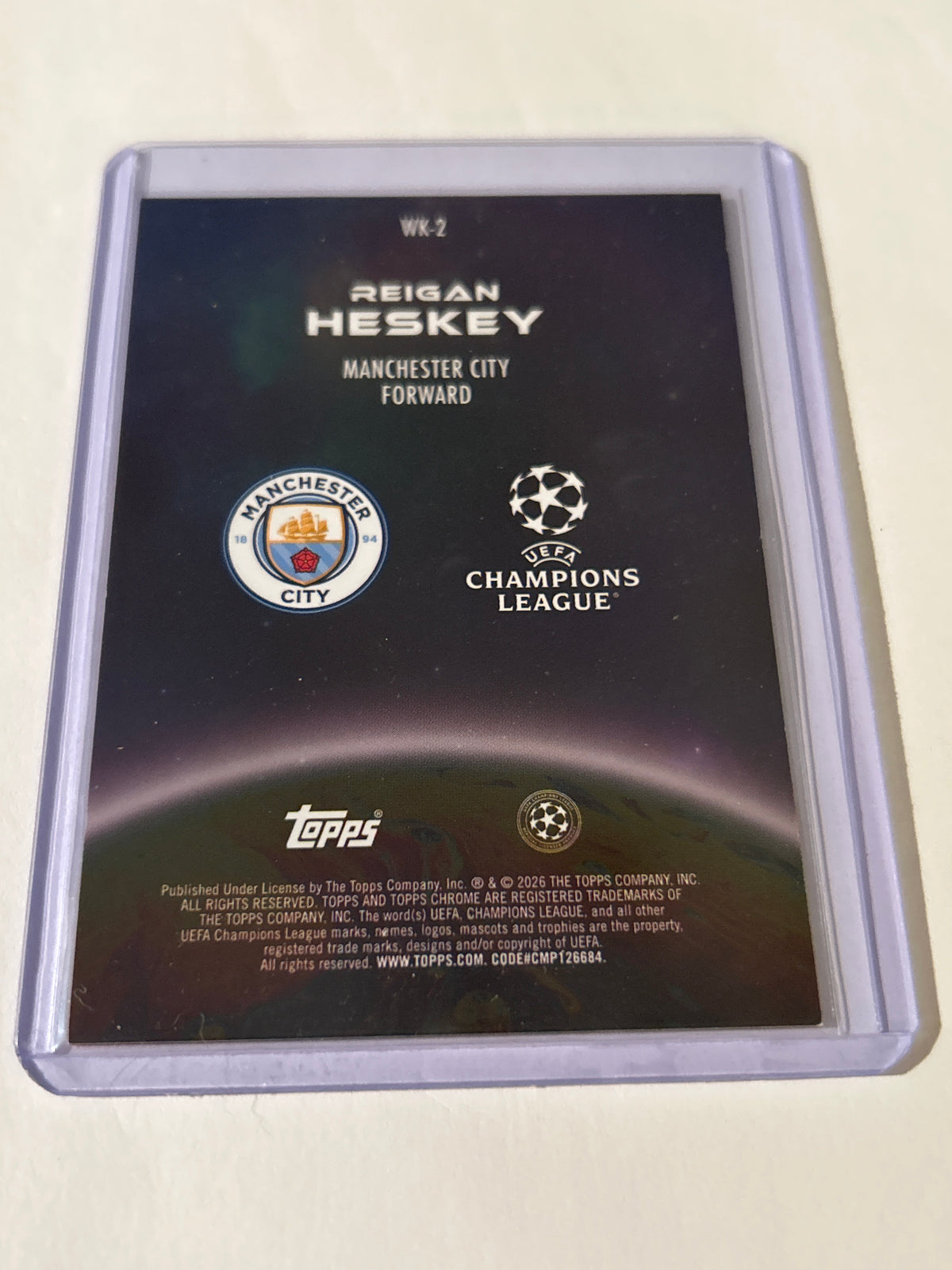Reigan Heskey 2025-26 Topps Chrome UCC Wonderkids Refractor (RC) #WK-2