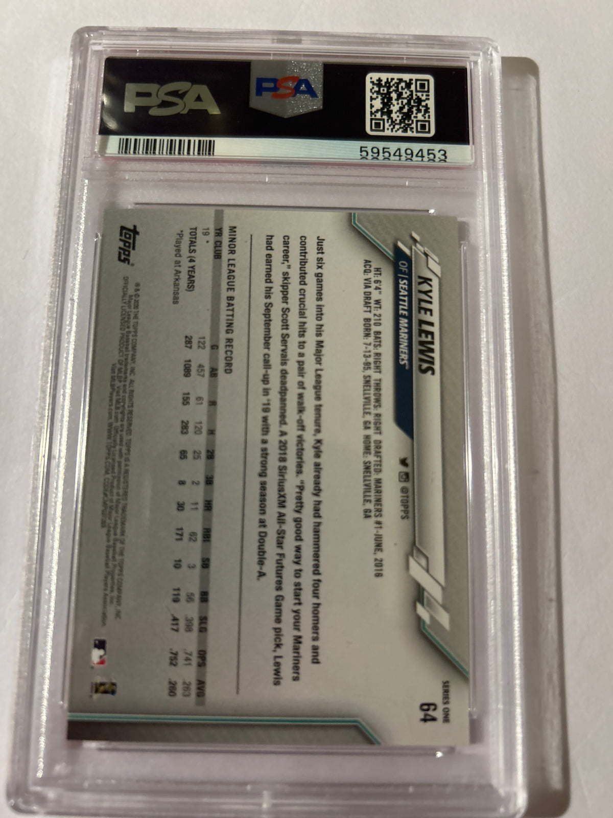 2020 Topps - Kyle Lewis #64 Batting (RC) Gem Mt 10