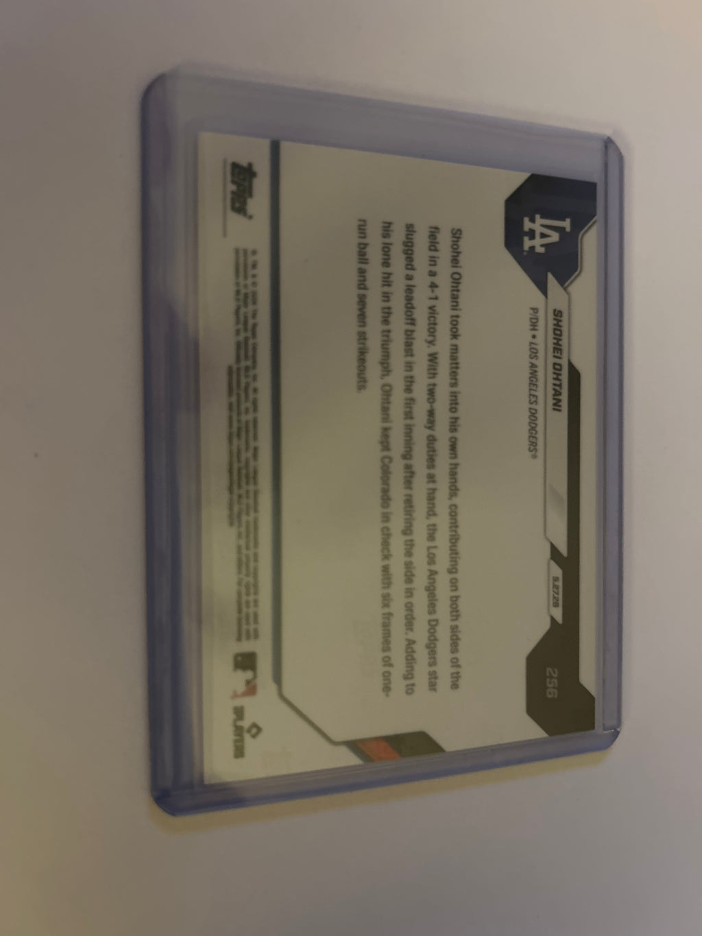 Topps Now #256 Shohei Ohtani Leadoff HR & 6 Hitless Innings Dodgers PR 2744