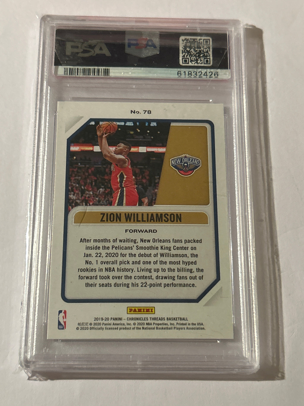 2019-20 Panini Chronicles - Threads Zion Williamson #78 Pink (RC)