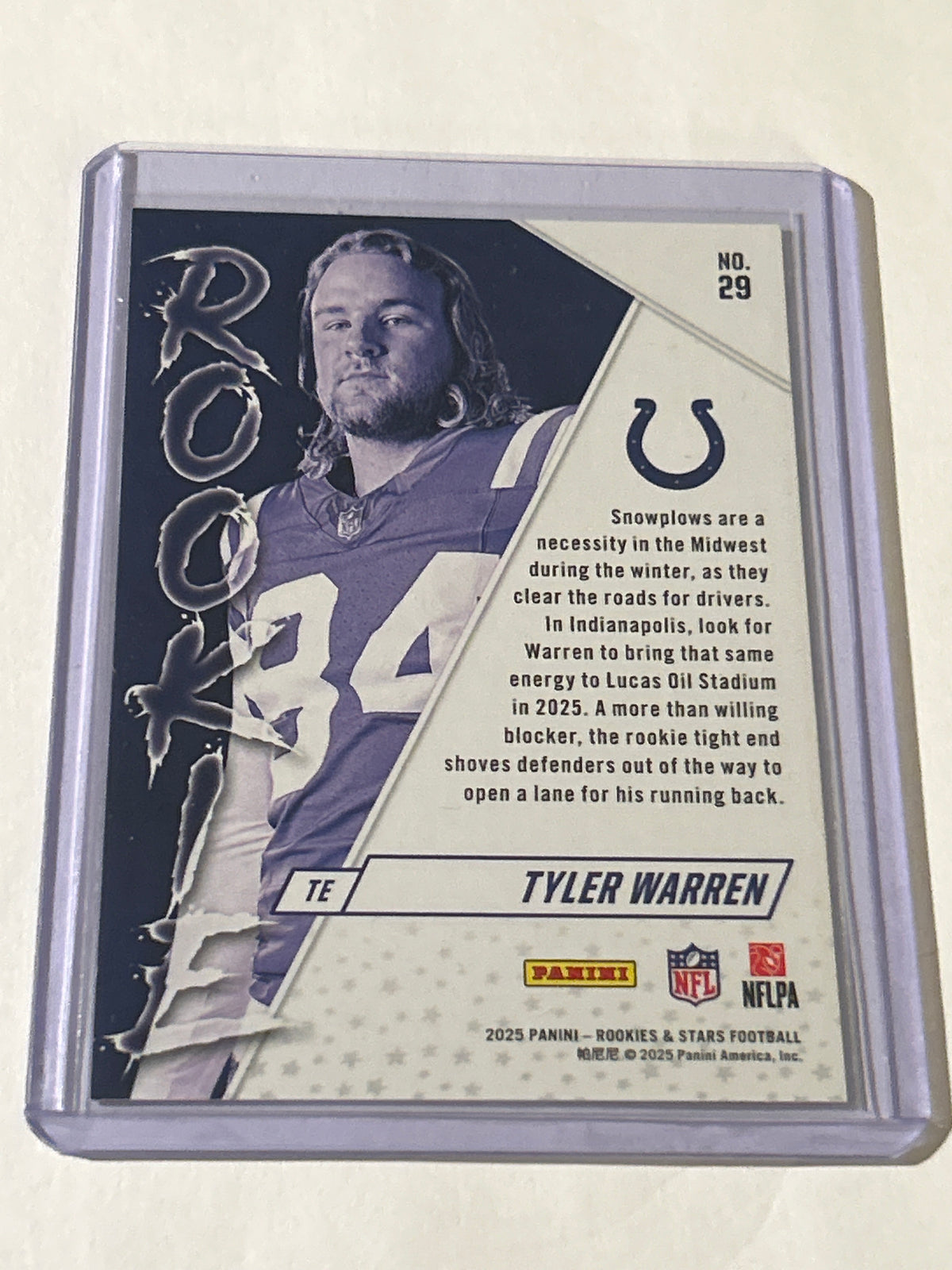 2025 Panini Rookies & Stars - Rookie Exclusive Tyler Warren #29 (RC)