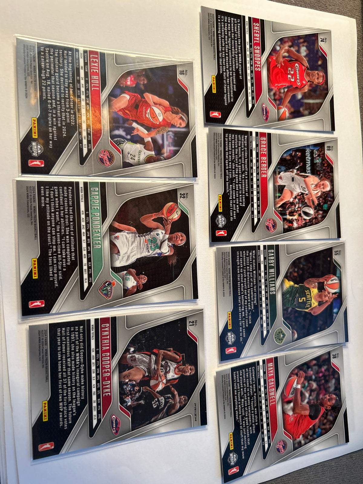 Panini Prizm WNBA 7 Card Lot Sheryl Swoopes Cynthia Cooper Dyke Cappie Pondexter Lexie Hull