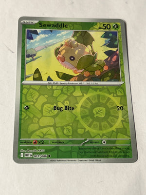 2025 Pokemon White Flare Sewaddle #001/086 Reverse Holo