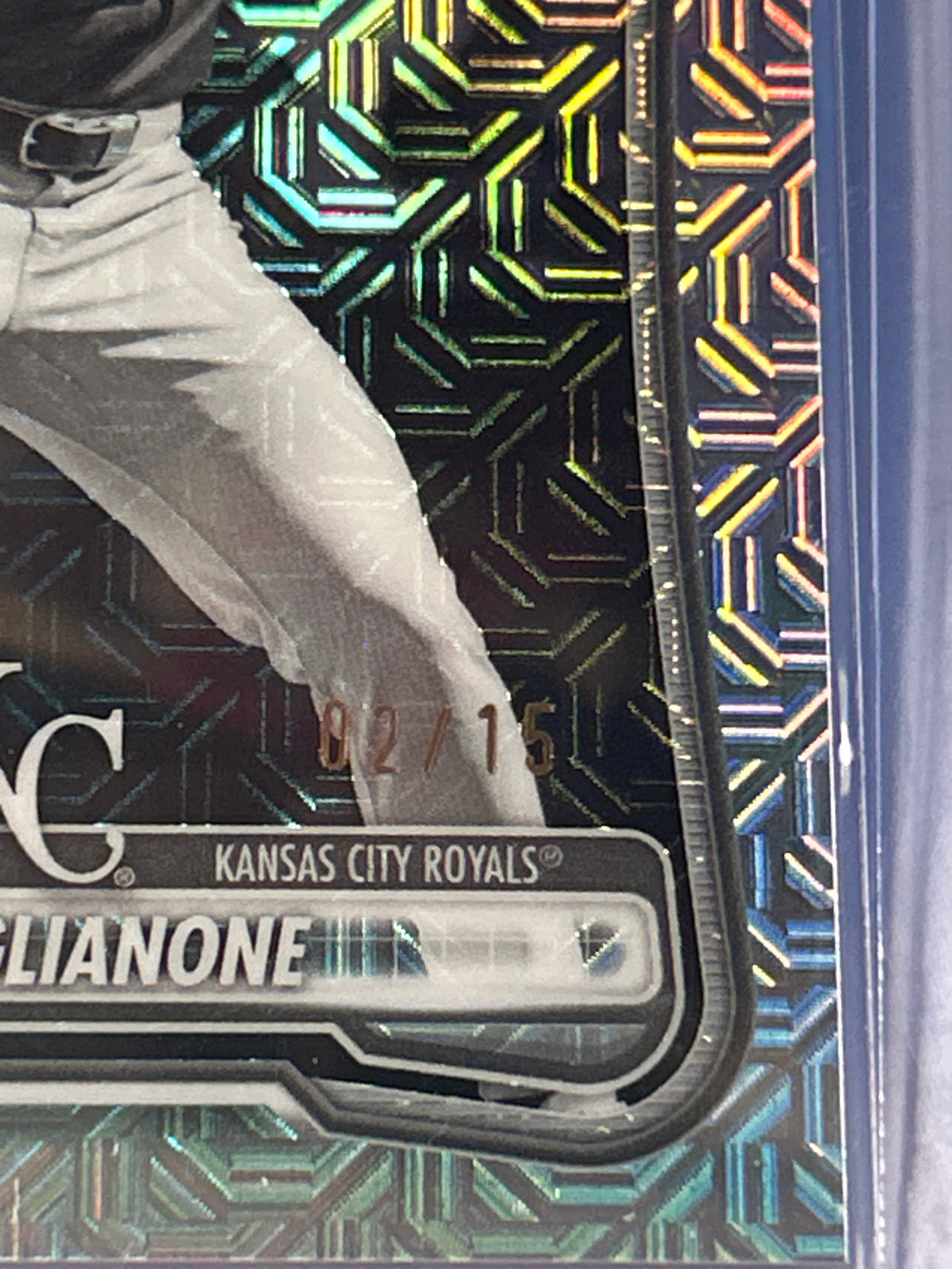 2026 Bowman Chrome Jac Caglianone RC Black & White Mojo Refractor 02/15 Kansas City Royals Rookie