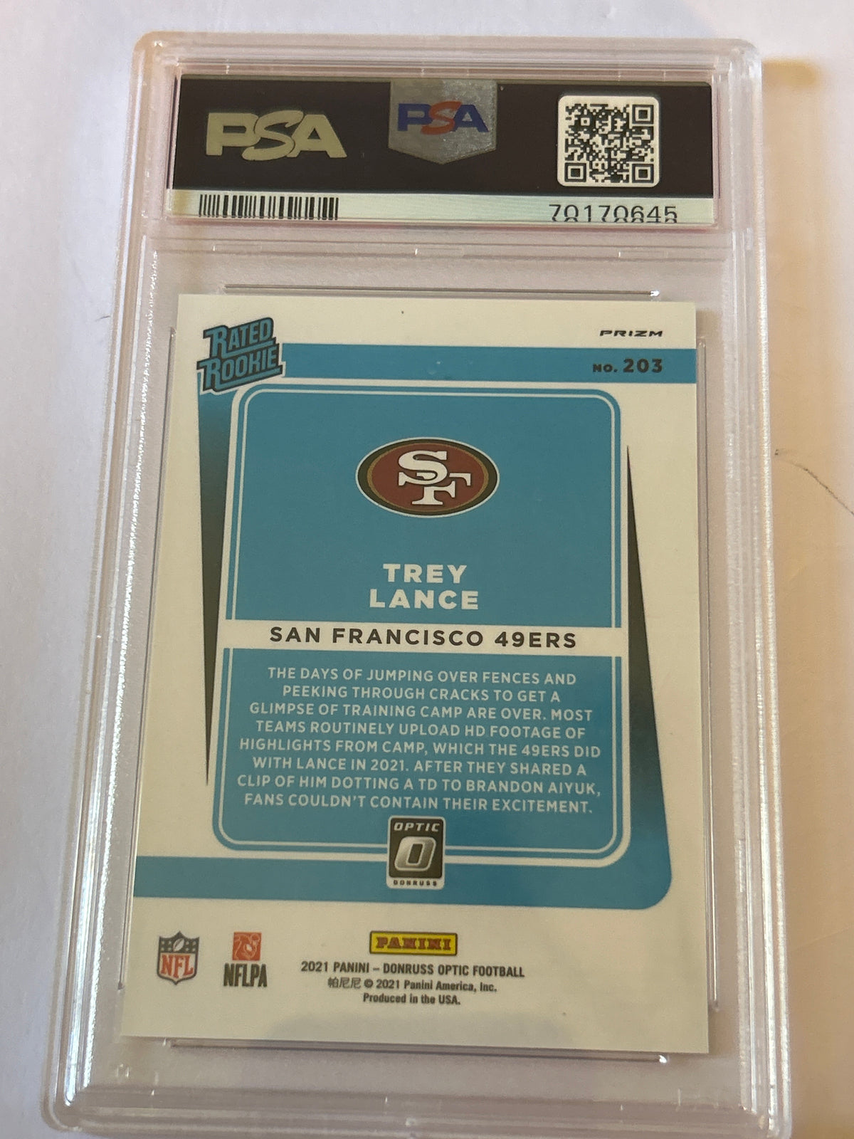 2021 Panini Donruss Optic - Rated Rookie Trey Lance #203 Holo Prizm Variation...