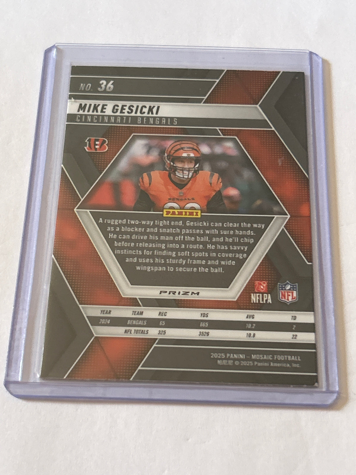 2025 Panini Mosaic - Mike Gesicki #36 Red Mosaic Prizm