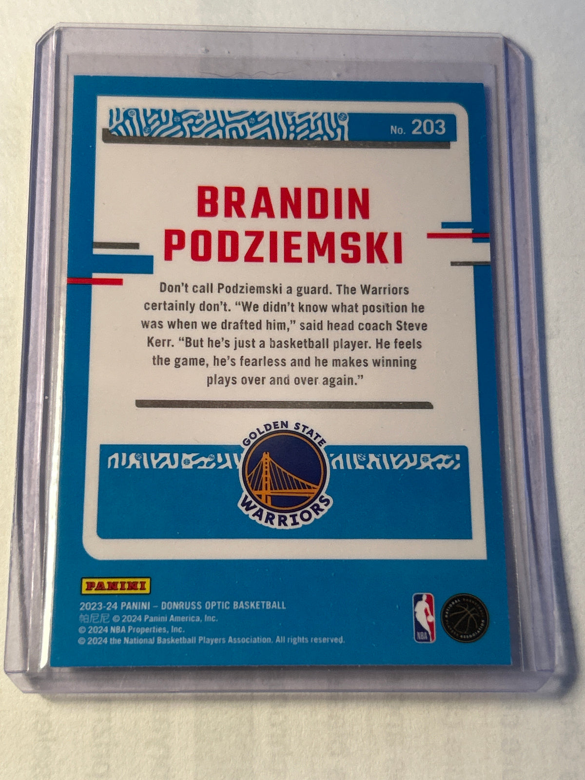 2023-24 Donruss Optic Rated Rookie Brandin Podziemski RC Warriors