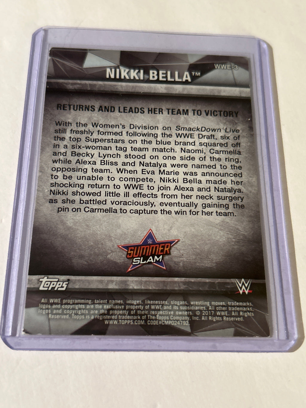 2017 Topps WWE Women’s Division-Matches and Moments - Nicki Bella #WWE-3
