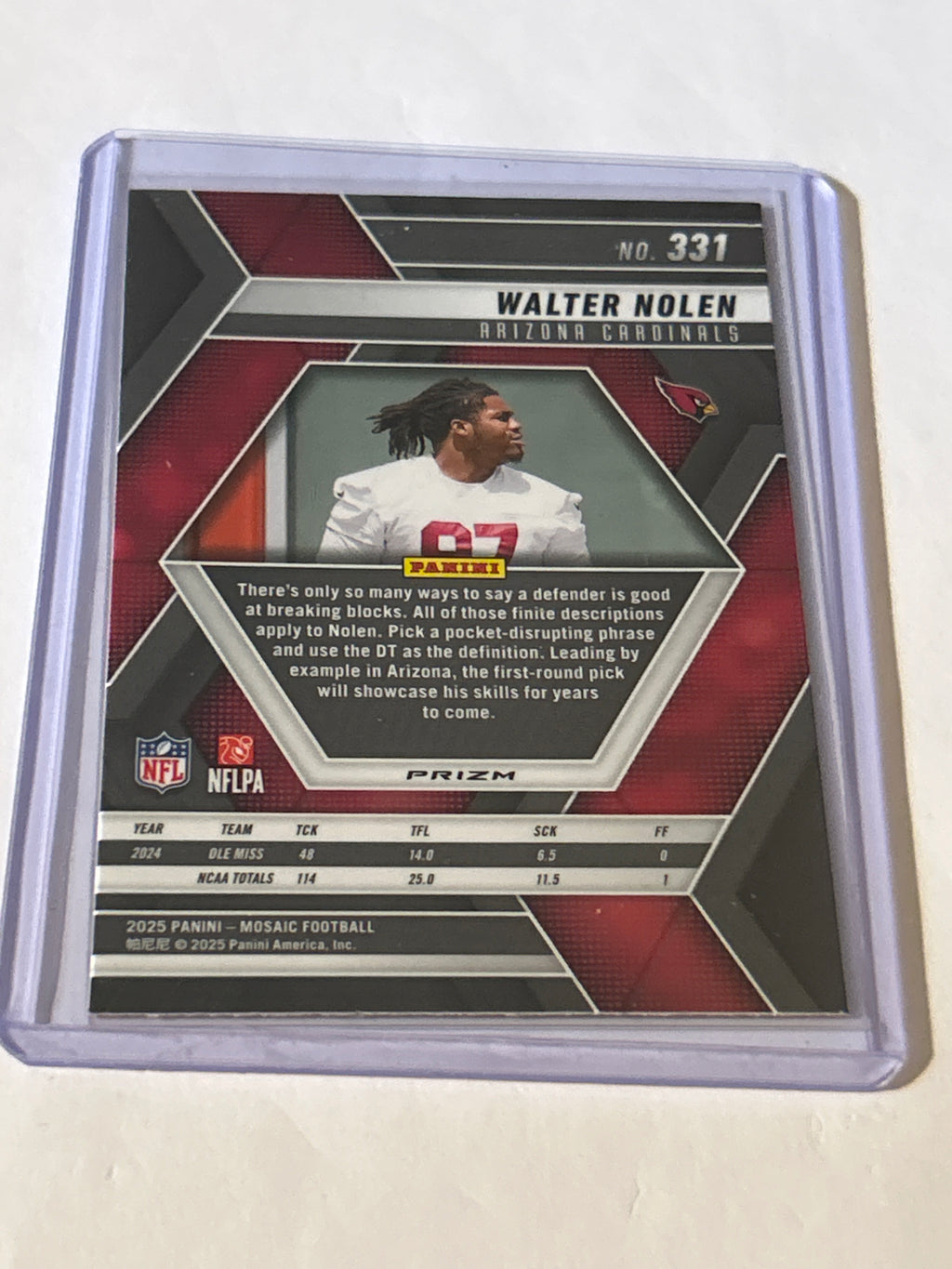 2025 Panini Mosaic - Rookies- Walter Nolan #331- Red Mosaic Prizm