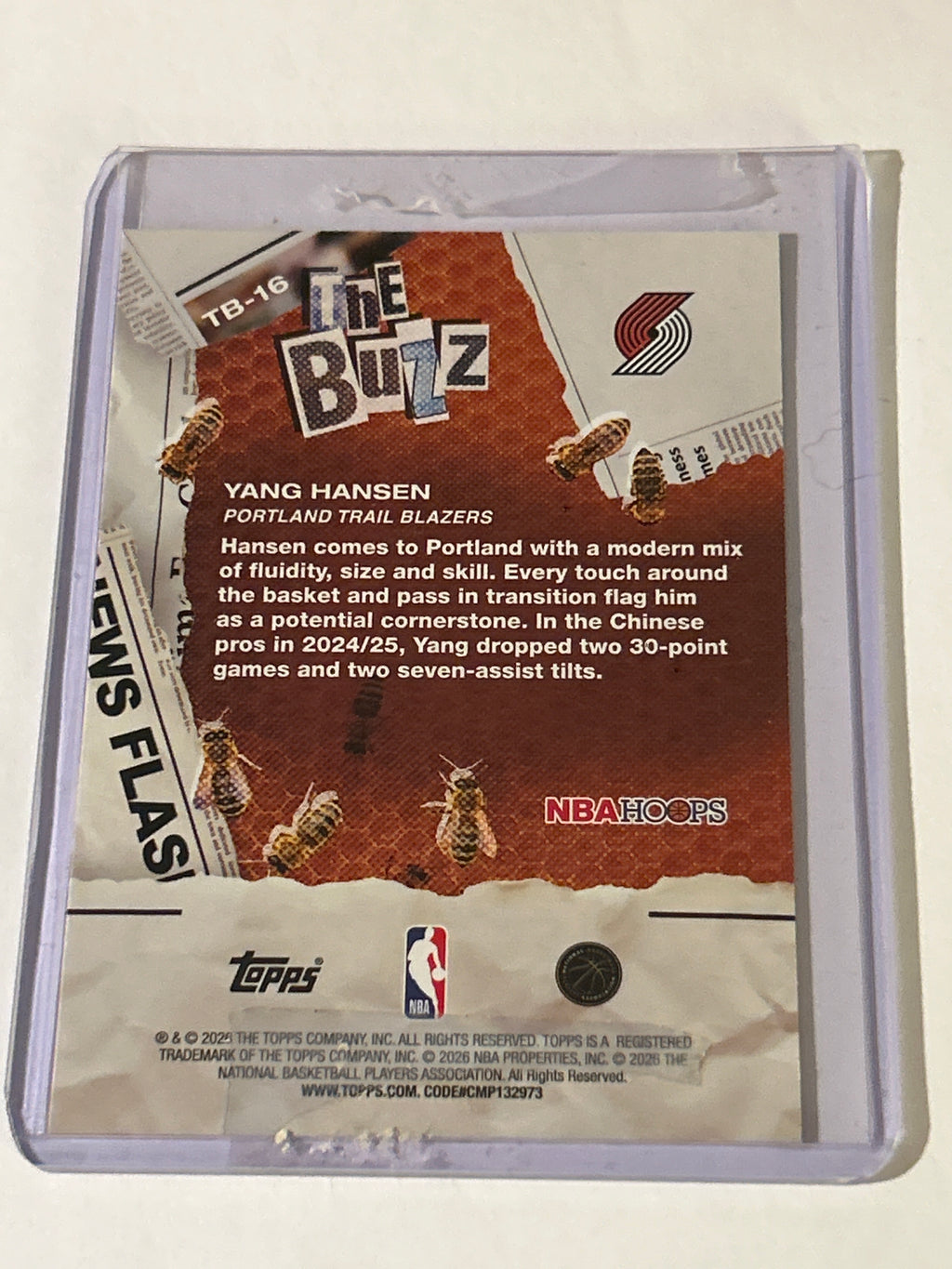 Yang Hansen 56/99 The Buzz Parallel 2025-26 NBA Hoops (RC)