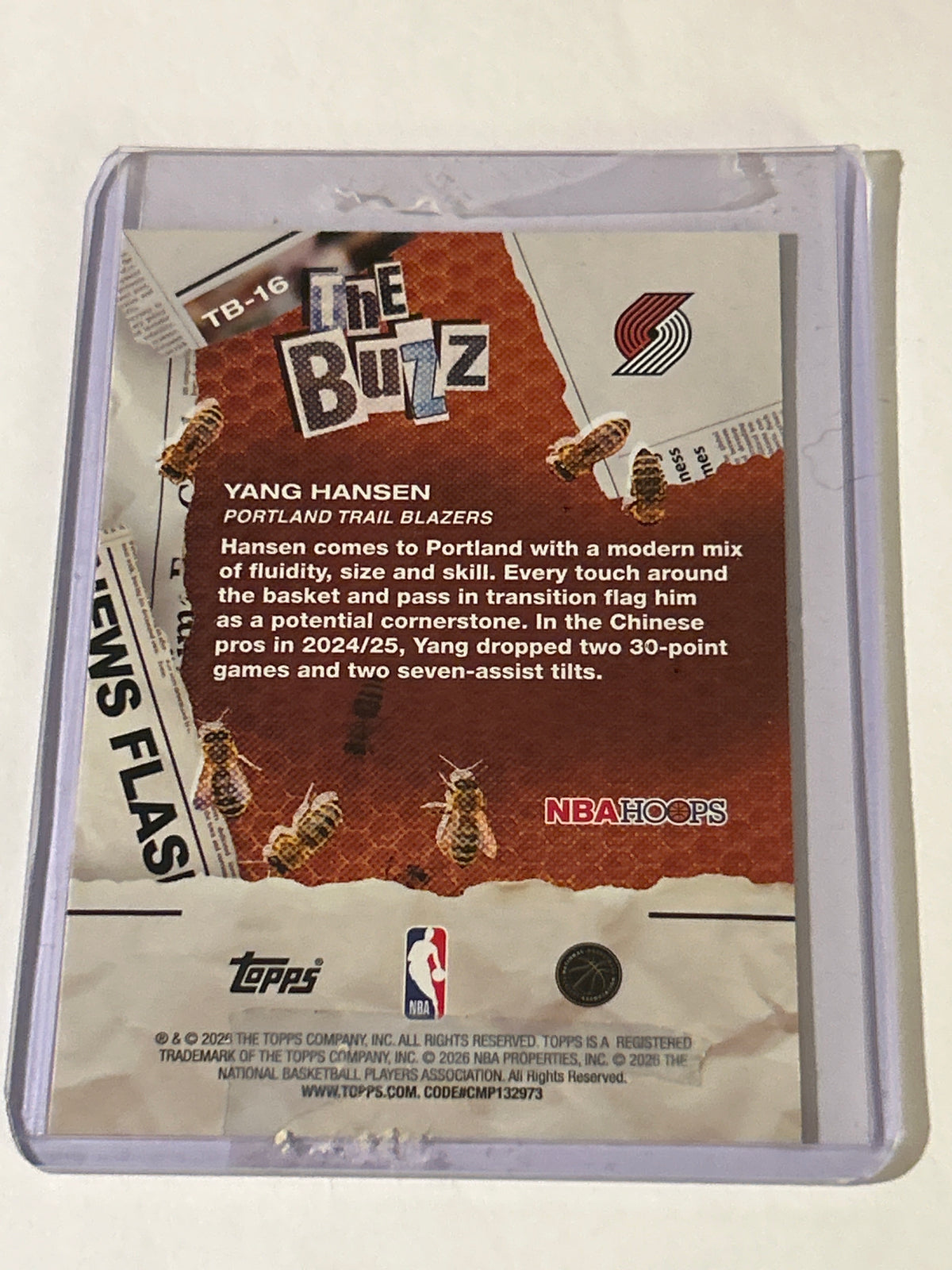 Yang Hansen 56/99 The Buzz Parallel 2025-26 NBA Hoops (RC)