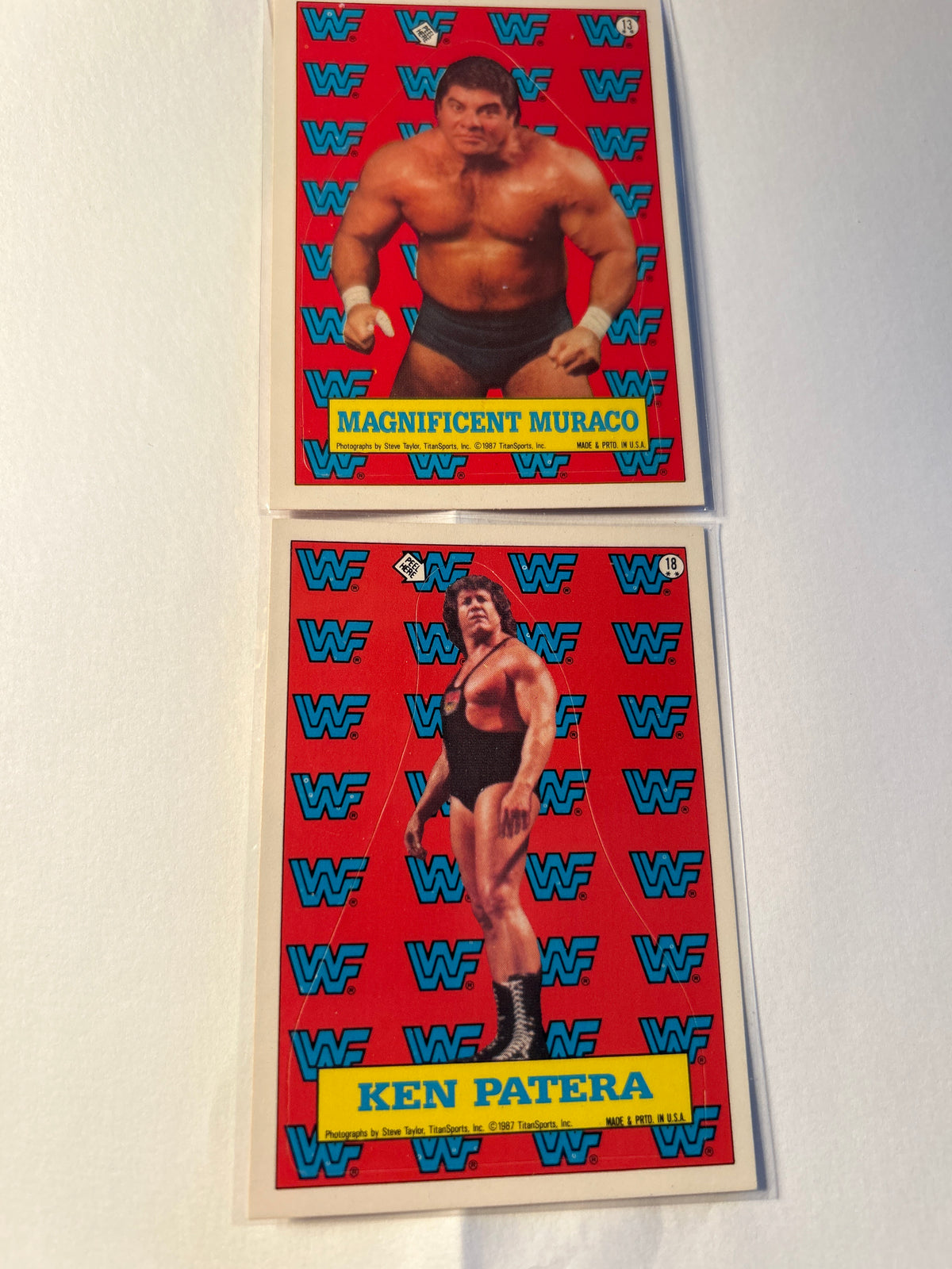 1987 Topps WWF Sticker 2 Card Lot #13 Magnificent Muraco #18 Ken Patera