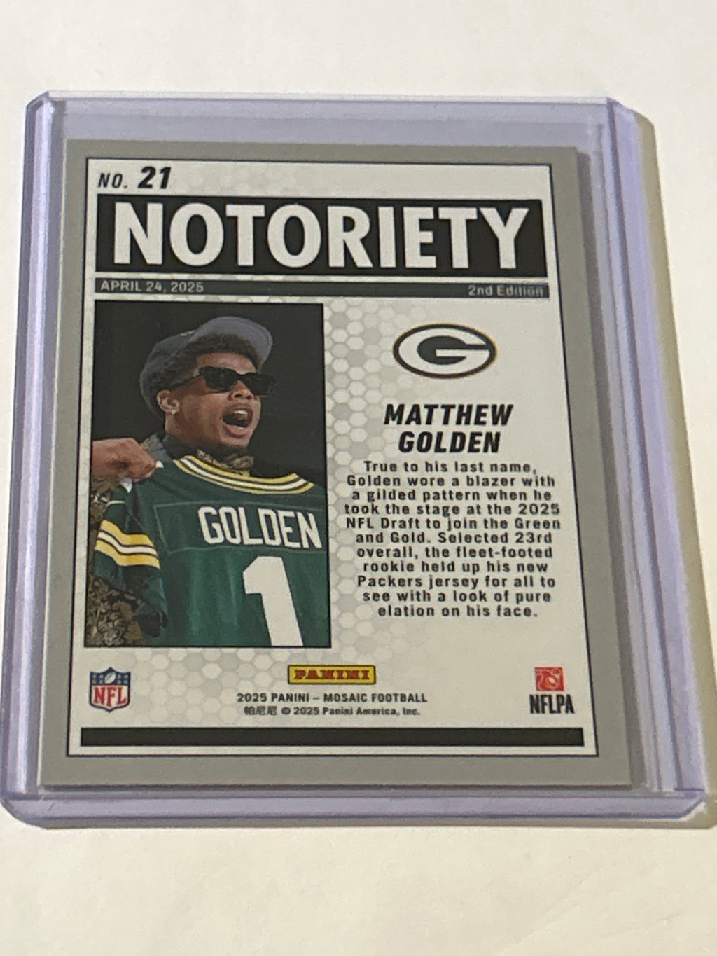 2025 Panini Mosaic - Notoriety Matthew Golden #21 (RC)