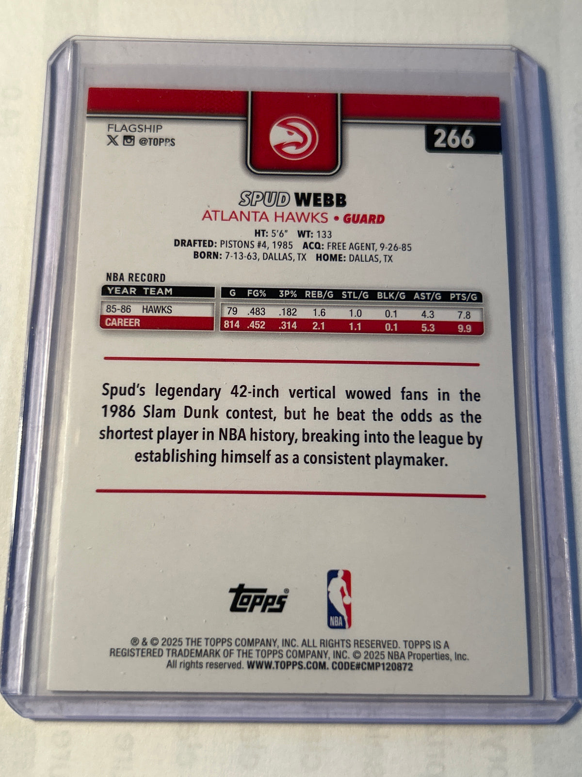 2025-26 Topps Spud Webb #266 Foil Parallel Hawks