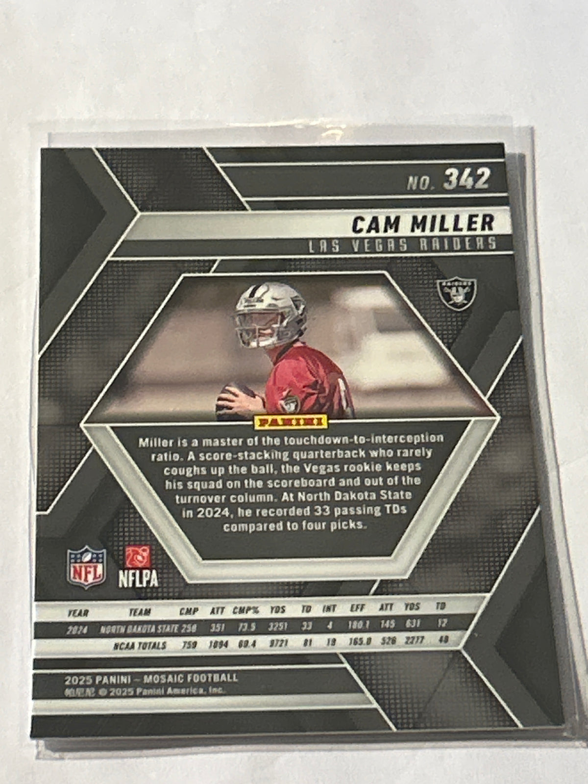 2025 Panini Mosaic - Rookies Cam Miller #342 Silver Prizm (RC)