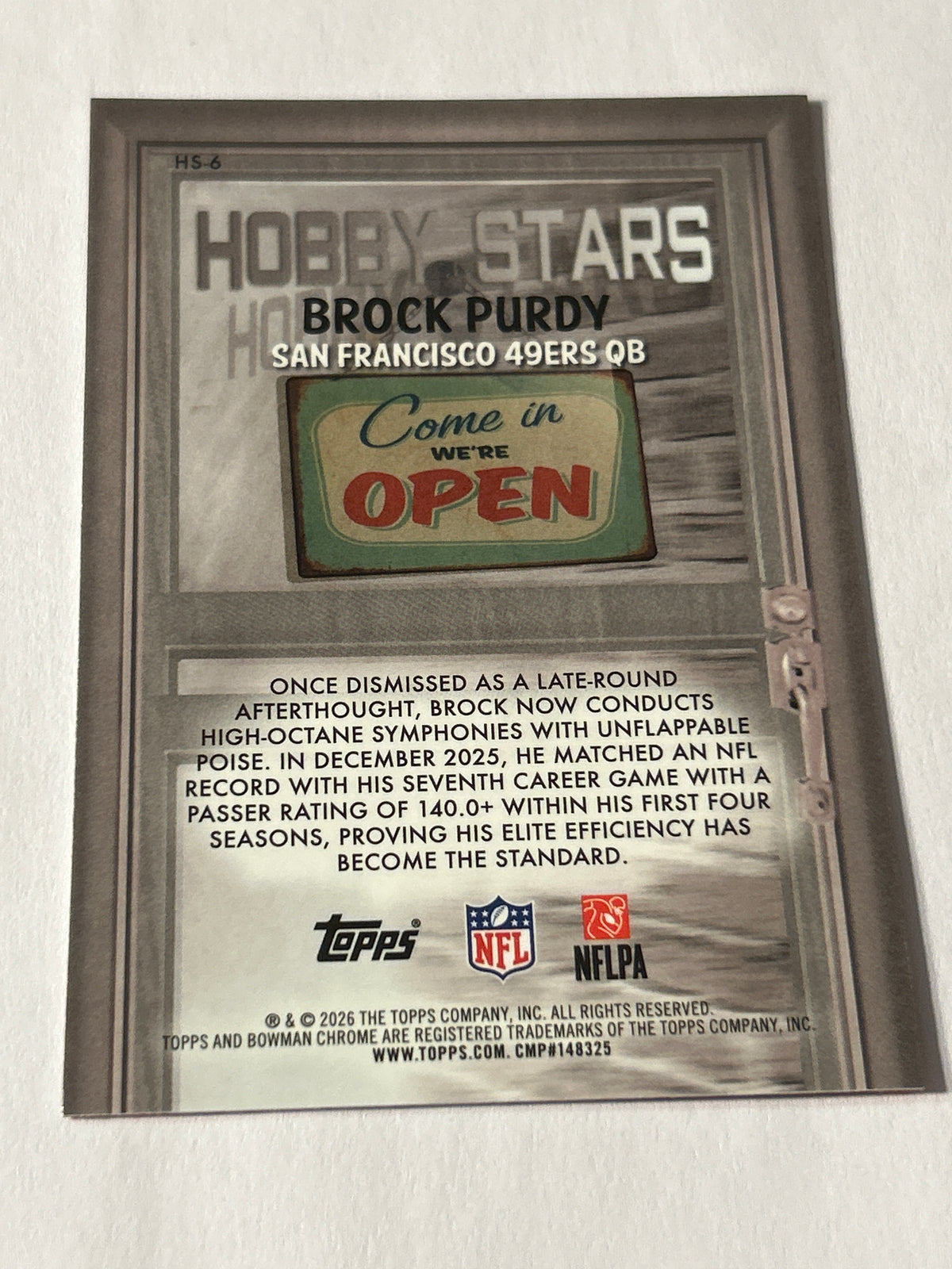 2026 Bowman Chrome Brock Purdy Purdy's Perfect Pass Cards Insert San Francisco 49ers