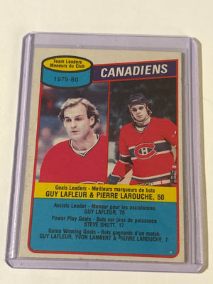 O-Pee-Chee 1979-80 #216 Canadiens Team Leaders Checklist Lafleur Larouche