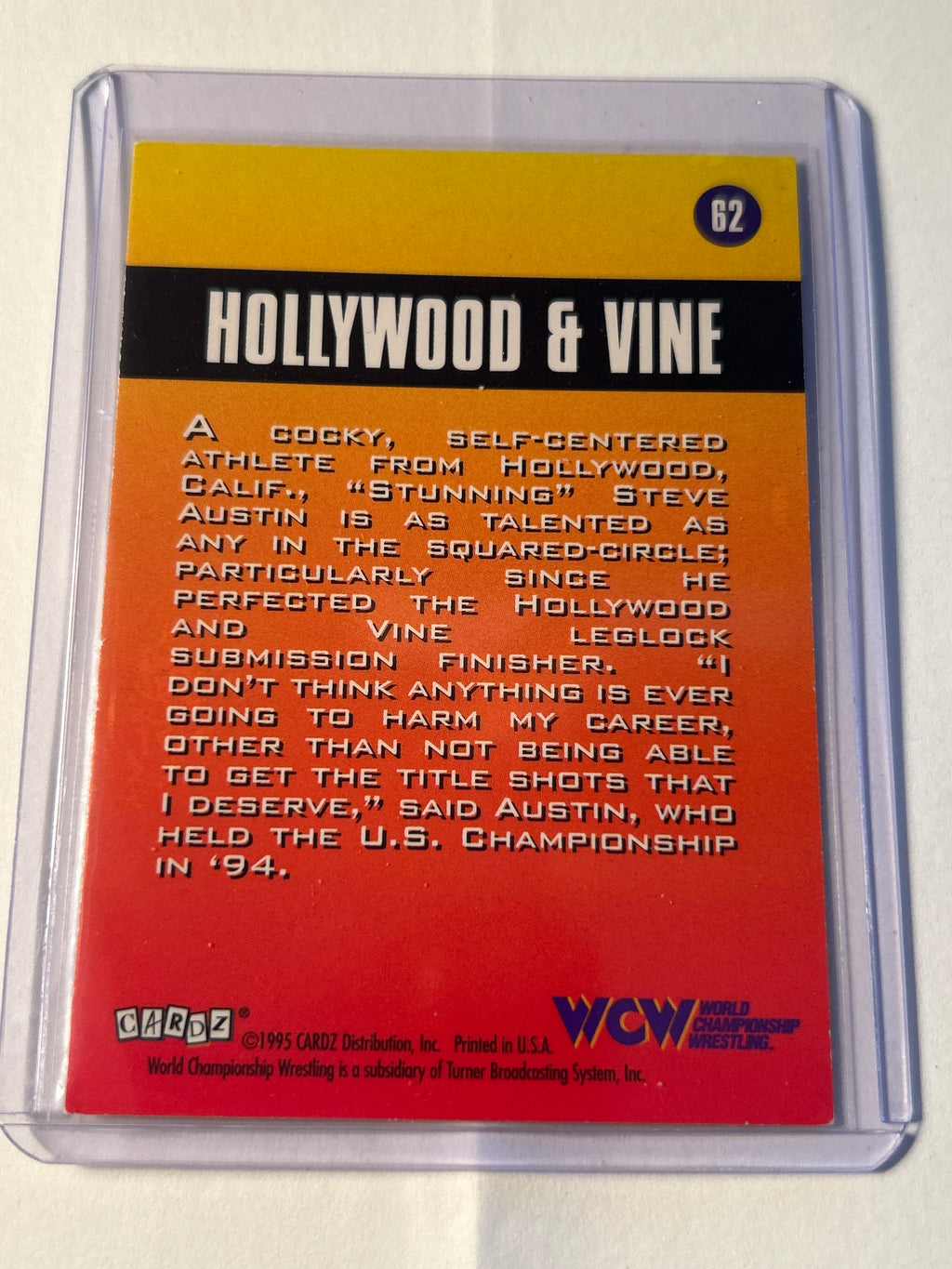 1995 Cardz WCW Main Event #62 Hollywood & Vine Stunning Steve Austin Pre Stone Cold