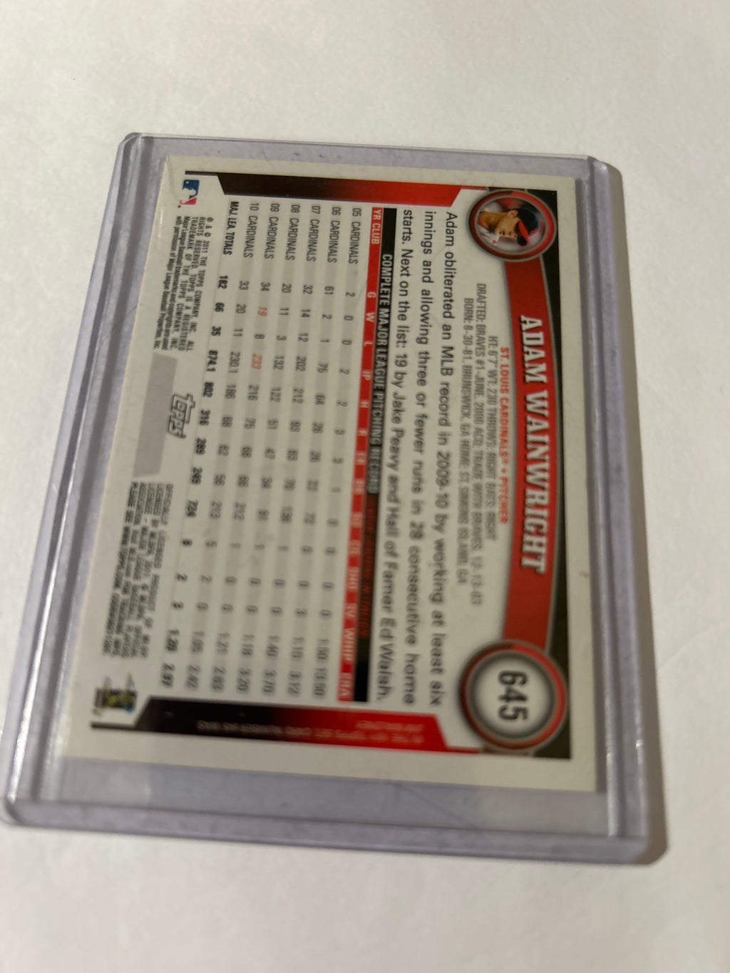 2011 Topps - Adam Wainwright #645 Diamond Anniversary