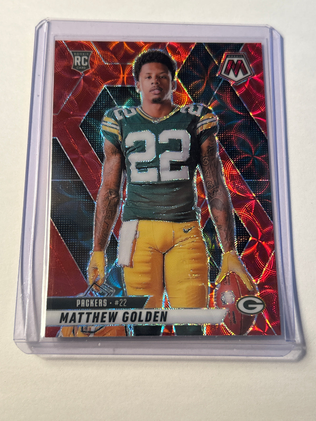 2025 Panini Mosaic Matthew Golden (RC) Red Prizm Rookie Green Bay Packers WR
