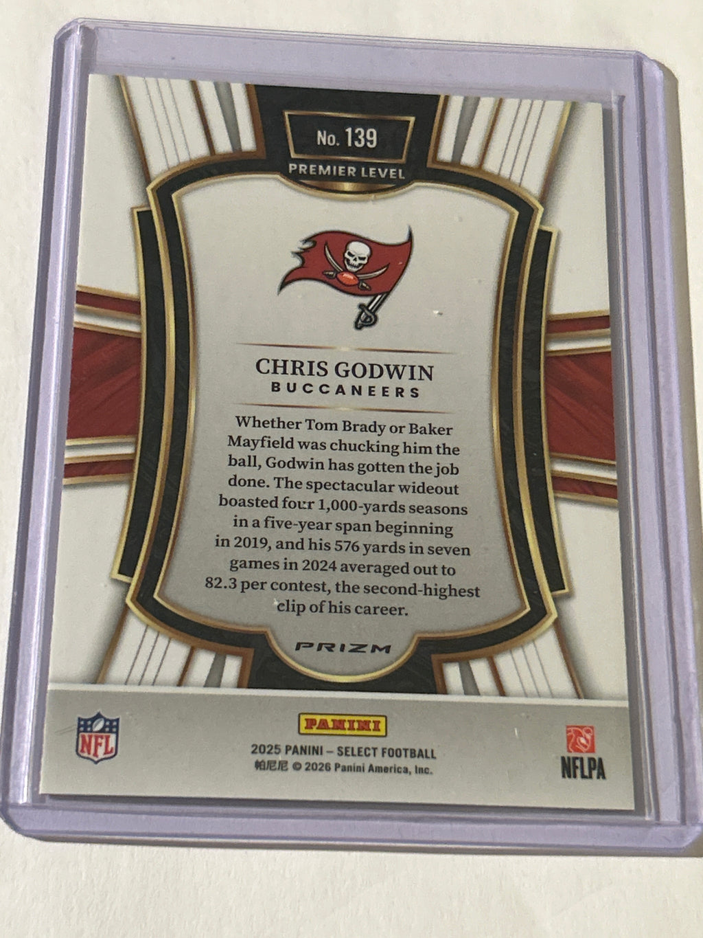 2025 Panini Select - Premier Level Chris Godwin #139 Green & Yellow Shock Prizm