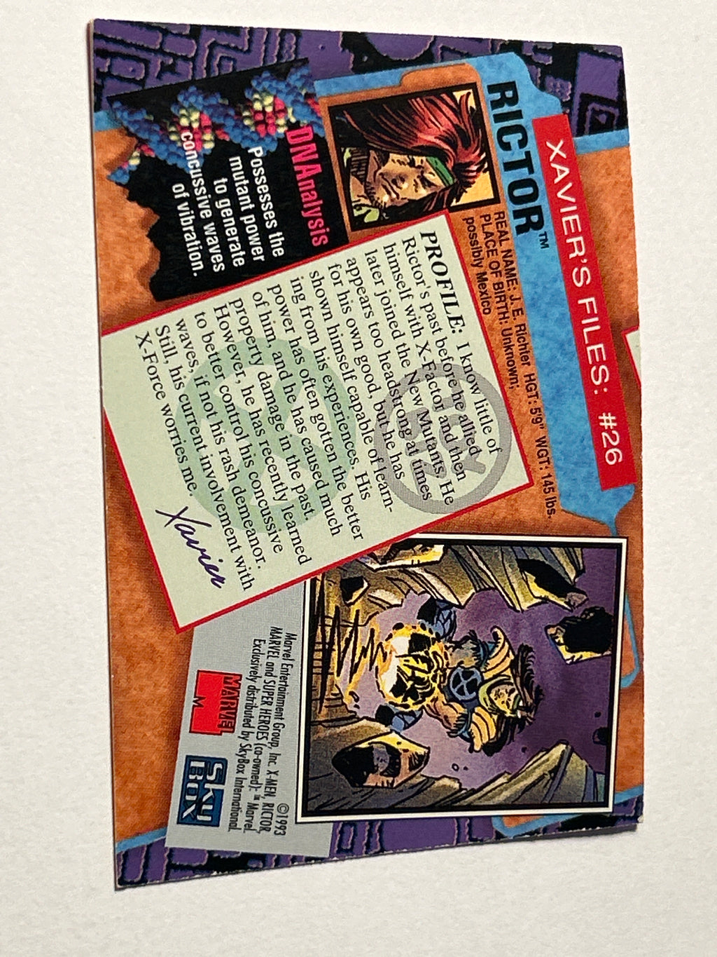 Rictor Super Heroes 26 X-men: Series 2 1993 Trading Card Tcg