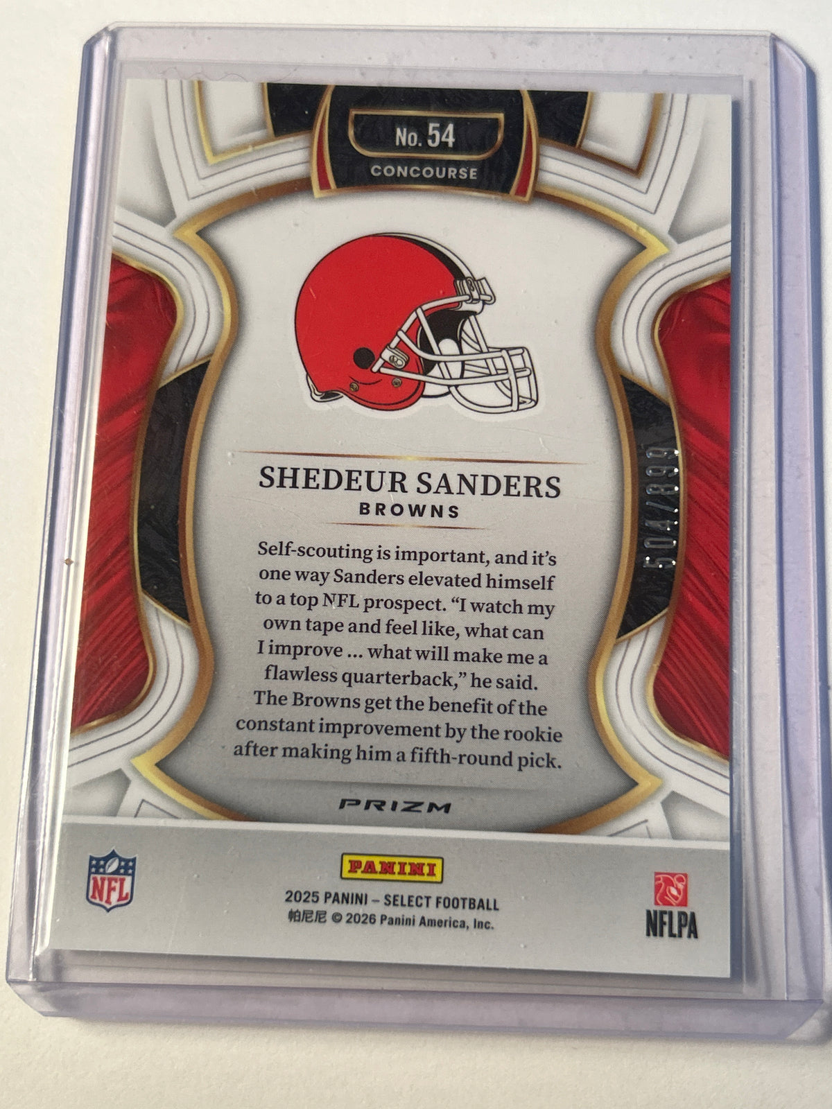 2025 Panini Select Concourse #54 Shedeur Sanders (RC) Copper Prizm 504/899 Cleveland Browns QB