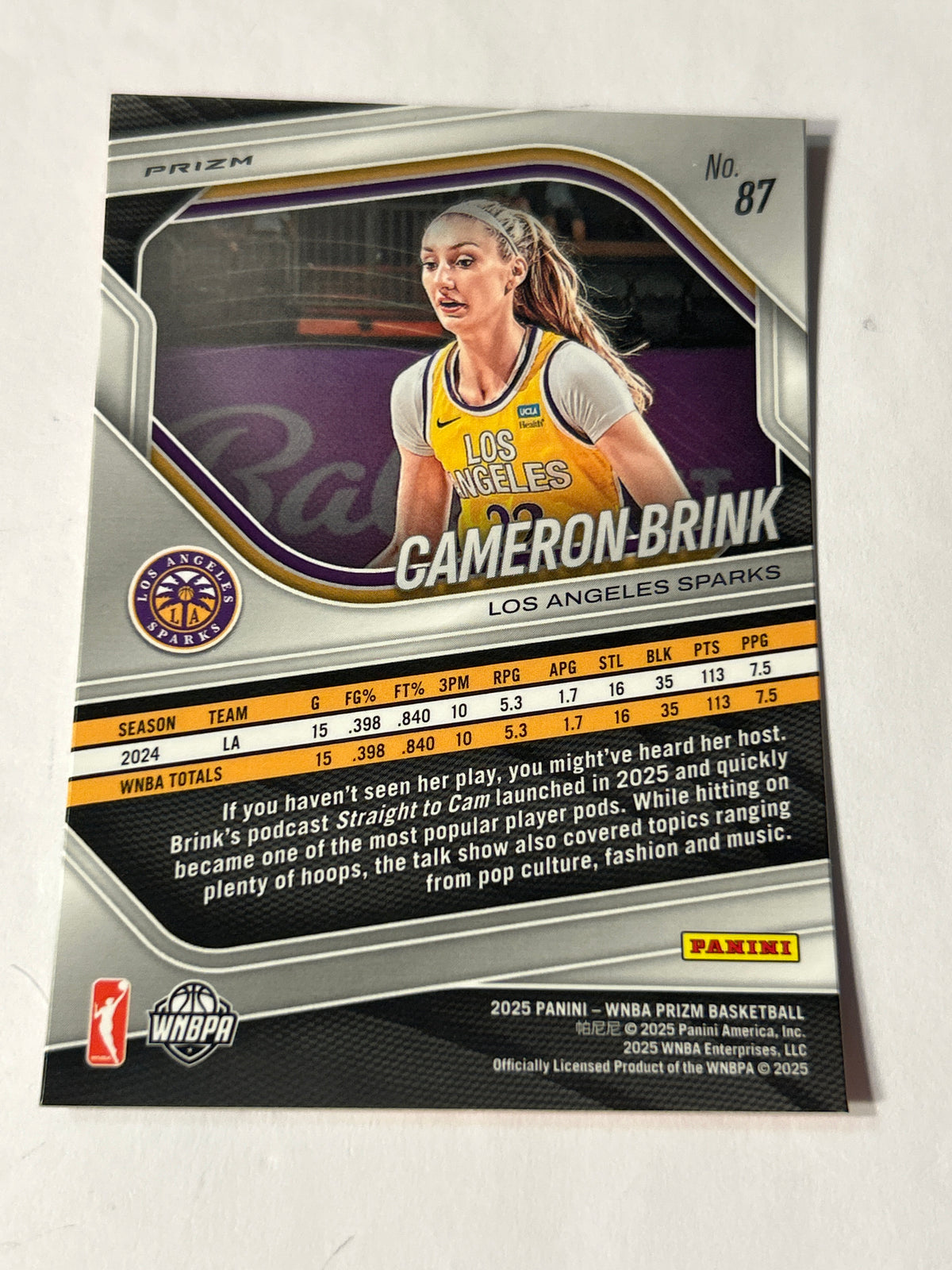 2025 Panini WNBA Prizm Cameron Brink Orange Ice Prizm Sparks