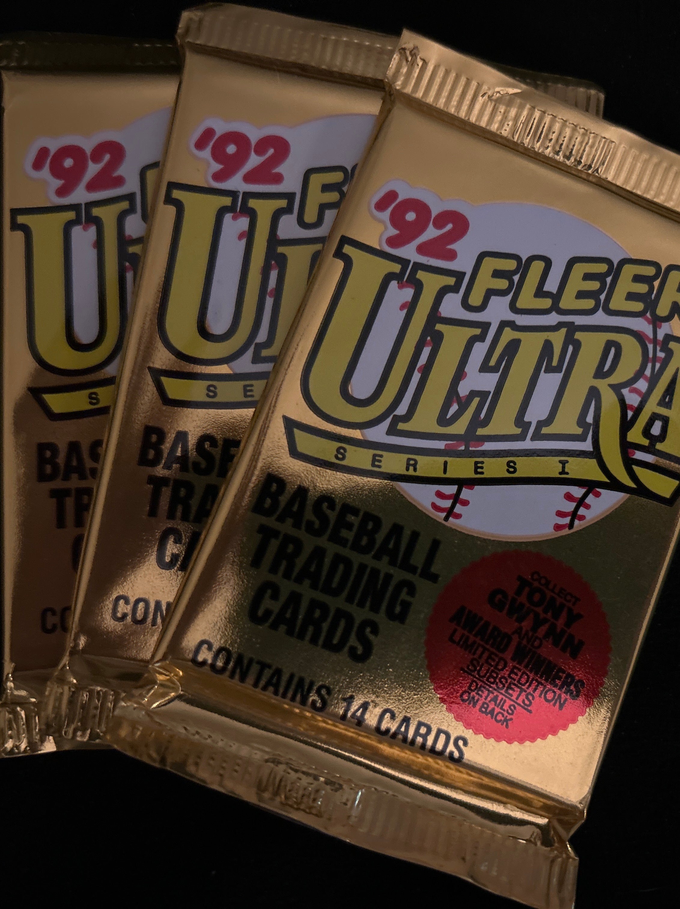 1992 Fleer Ultra Series 1 Major League 3 Baseball Packs for $5.- Factory Sealed