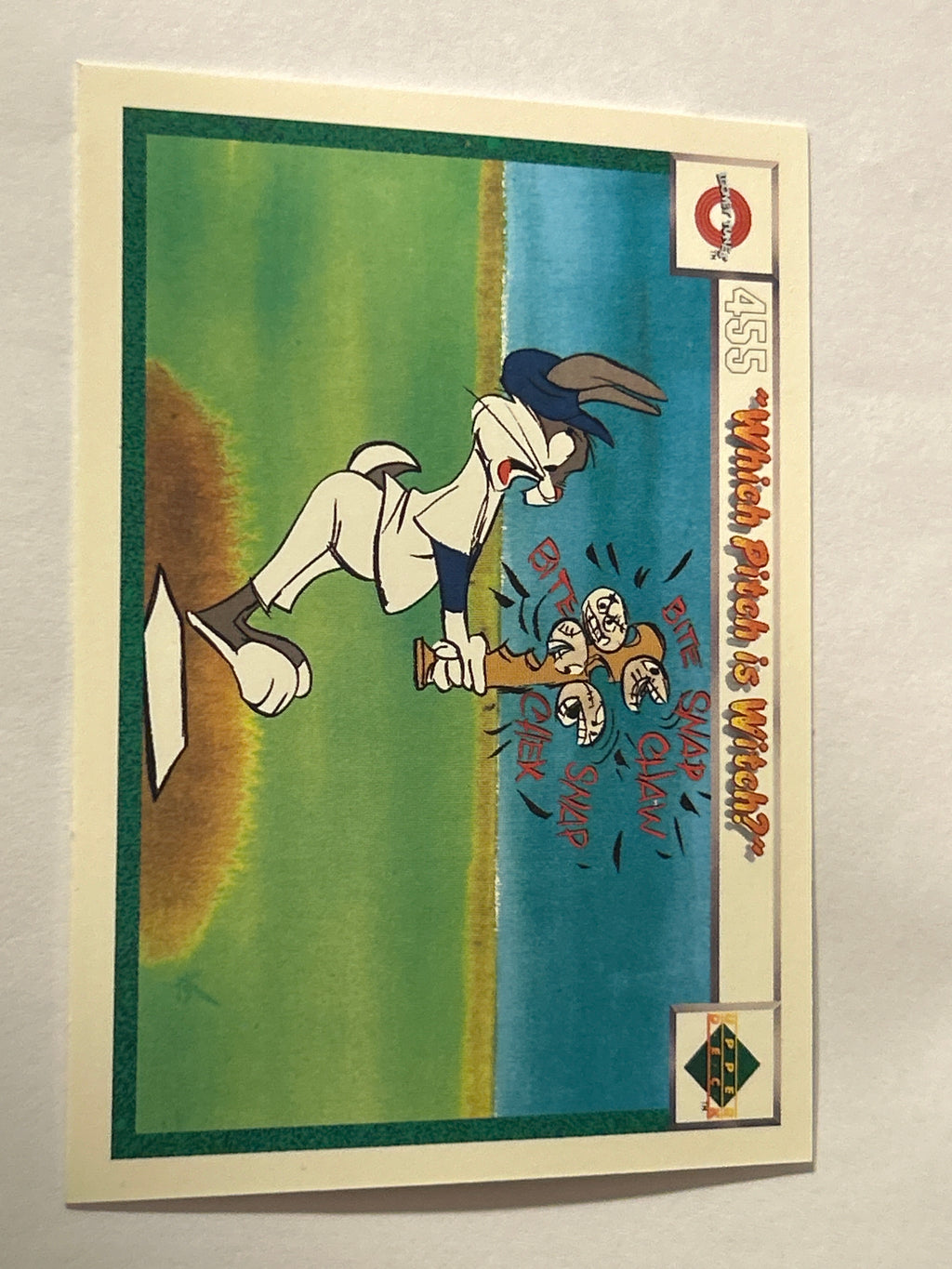 1990 Upper Deck Comic Ball – Bugs Bunny #455/464 “Which Pitch Is Which?” (Dual‑Sided Card)