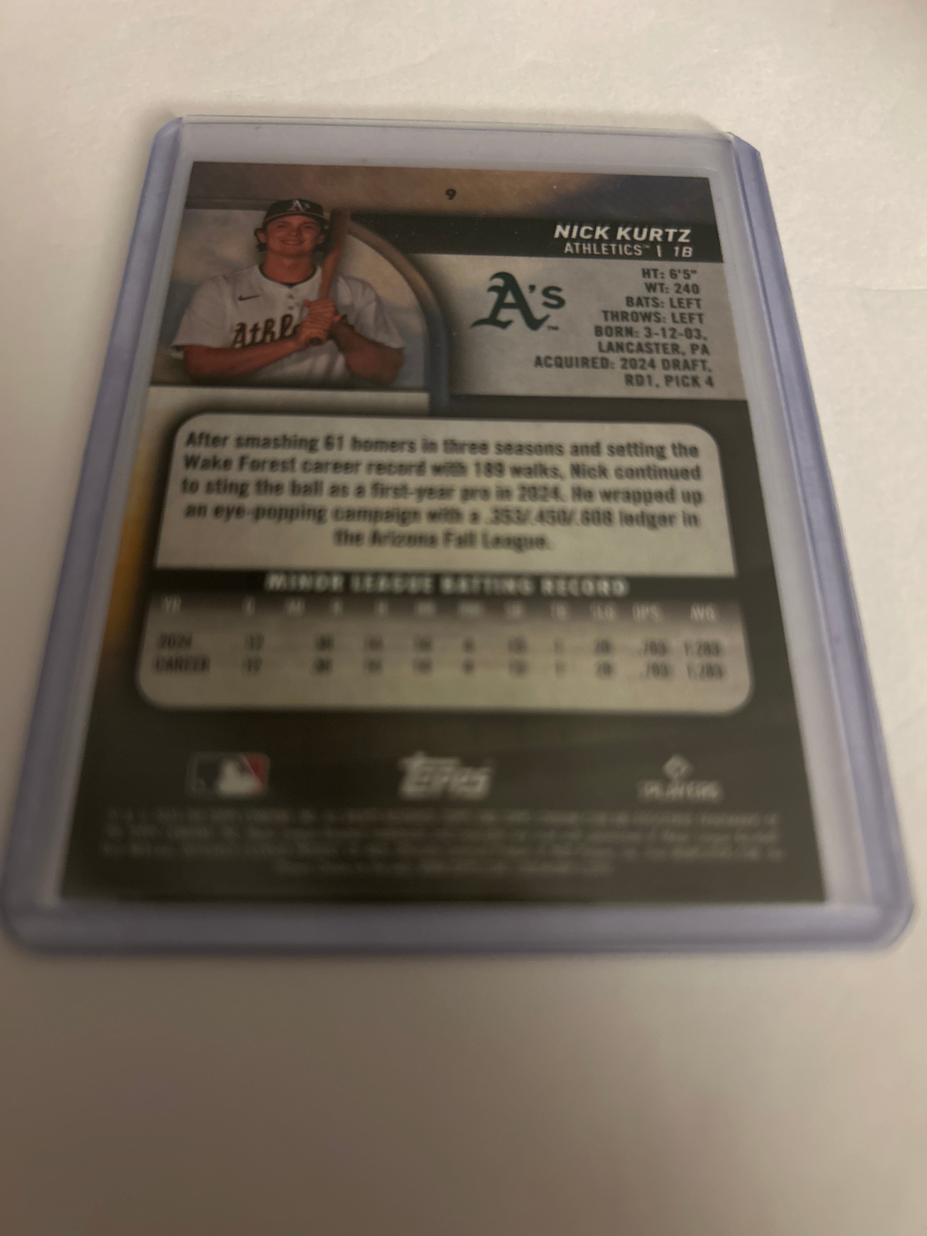 2025 Topps Stadium Club - Nick Kurtz #9 (RC)