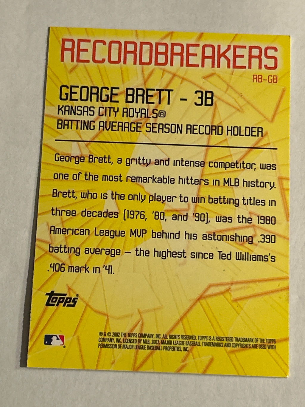 2003 Topps Series 1 Record Breakers George Brett #RBGB