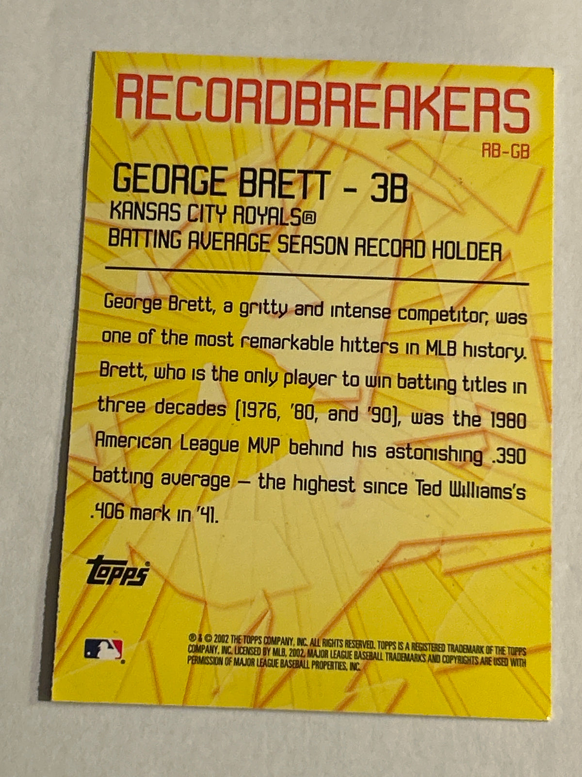 2003 Topps Series 1 Record Breakers George Brett #RBGB