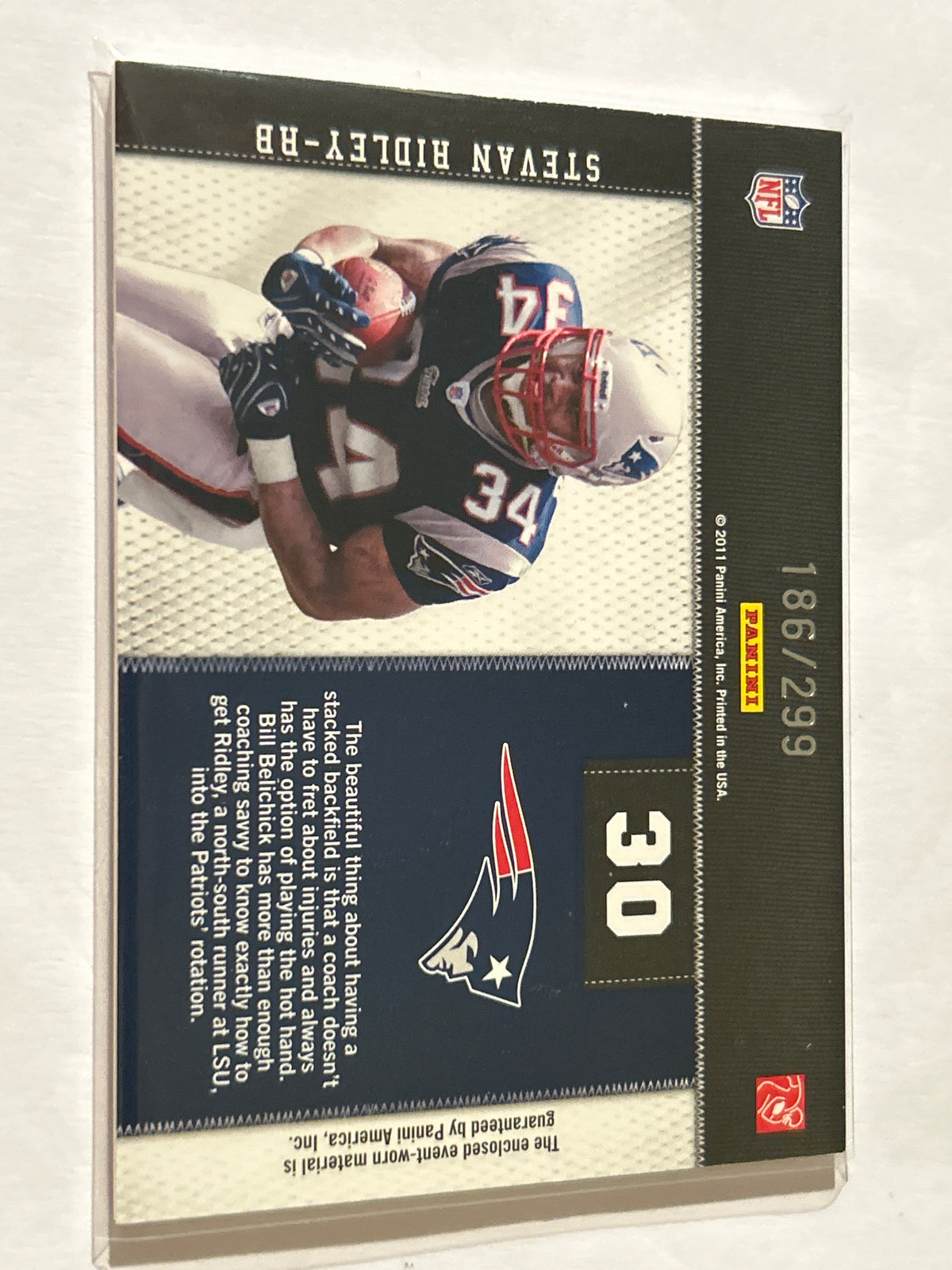 2011 Panini Threads - Rookie Collection Materials Stevan Ridley #186/299