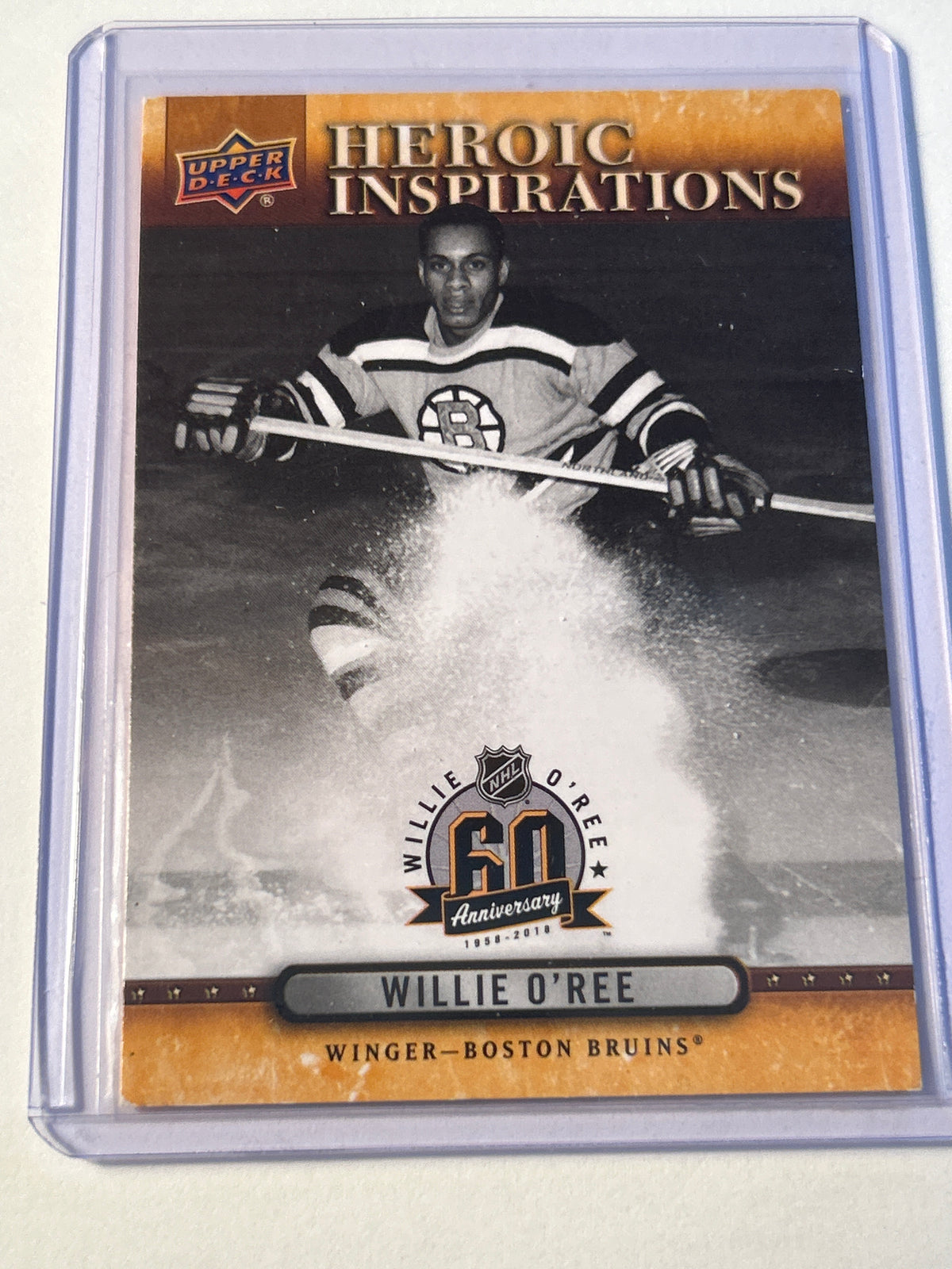 2018 Upper Deck Heroic Inspirations Willie O'Ree 60th Anniversary Boston Bruins HOF