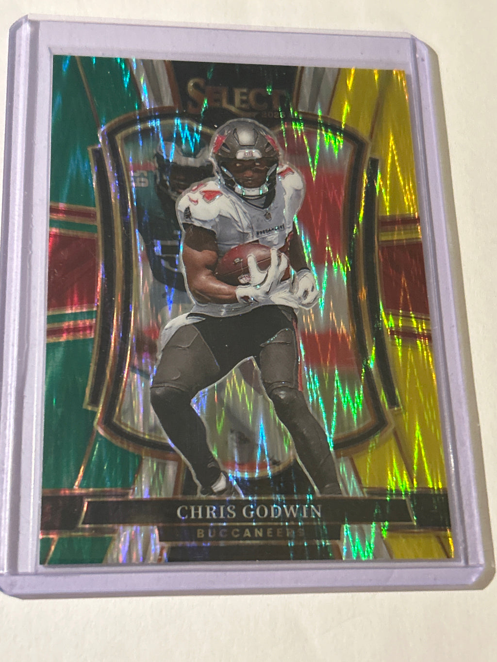 2025 Panini Select - Premier Level Chris Godwin #139 Green & Yellow Shock Prizm