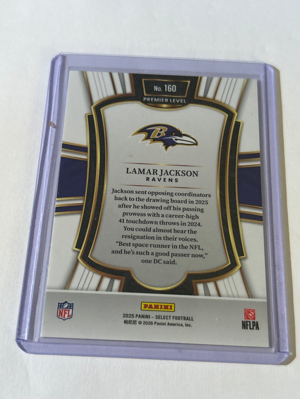2025 Panini Select - Premier Level Lamar Jackson #160