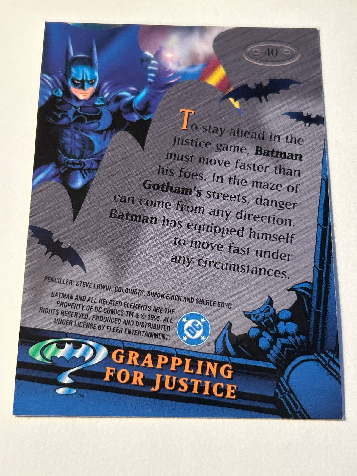 1995 Fleer Metal Batman Forever #40, Grappling for Justice