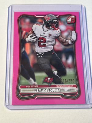 2026 Bowman Emeka Egbuka Pink Parallel 216/250 Tampa Bay Buccaneers WR