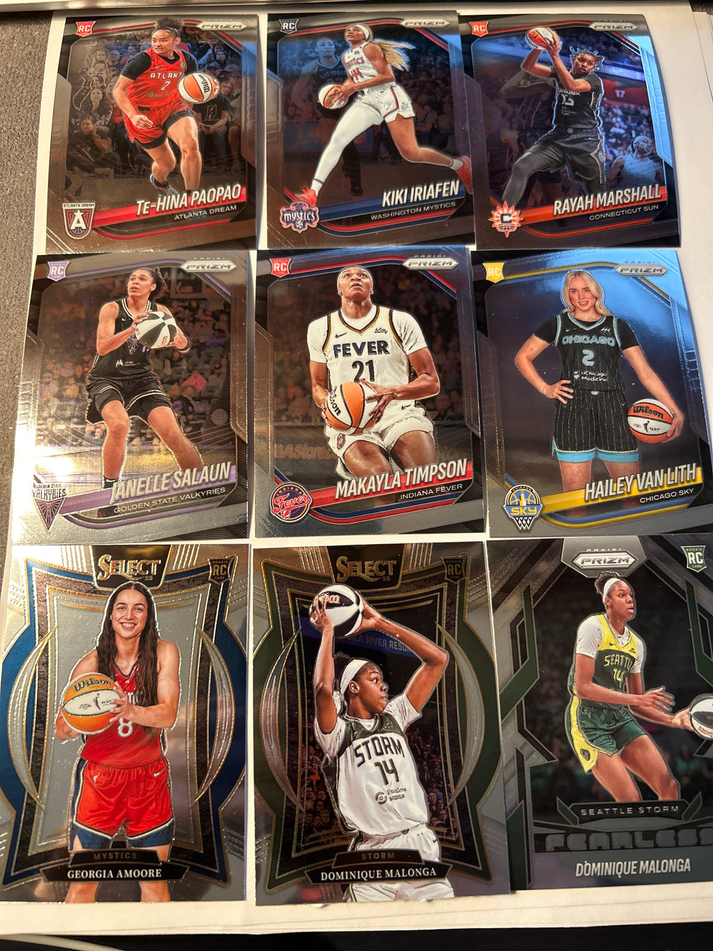 2025 Panini Prizm Select WNBA 9 Card Rookie RC Lot 2x Dominique Malonga Hailey Van Lith Iriafen