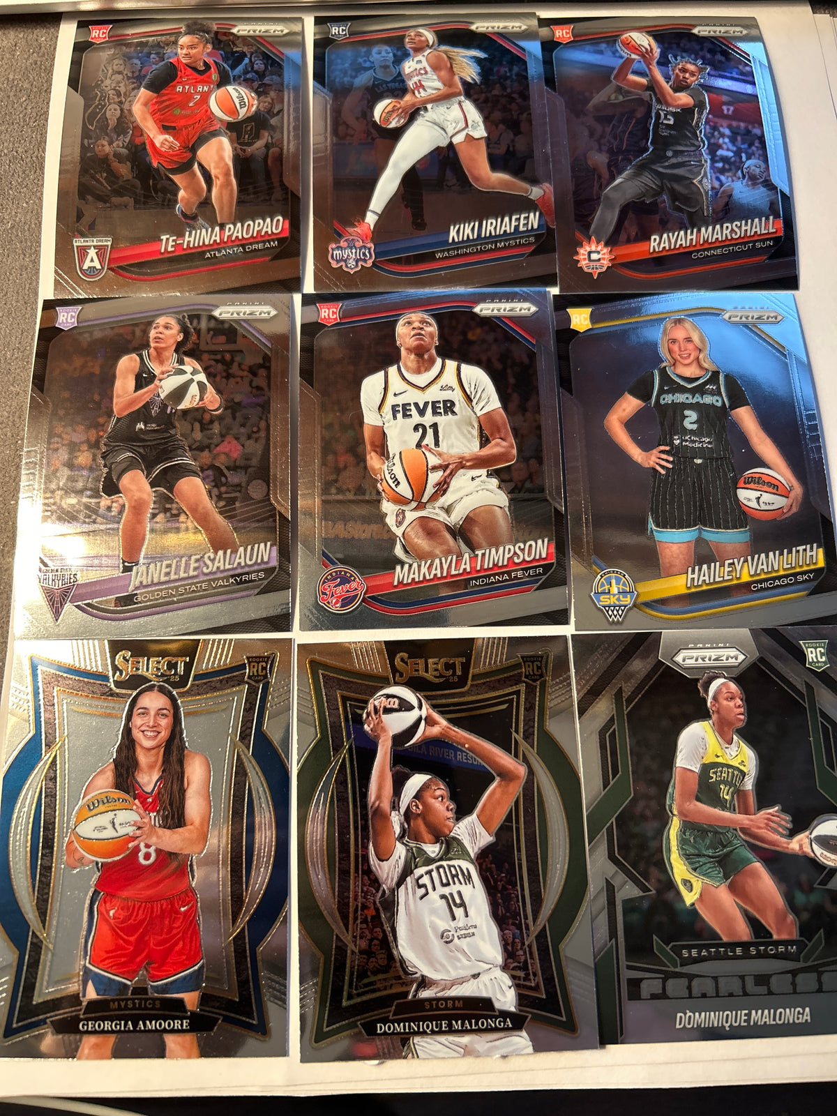 2025 Panini Prizm Select WNBA 9 Card Rookie RC Lot 2x Dominique Malonga Hailey Van Lith Iriafen