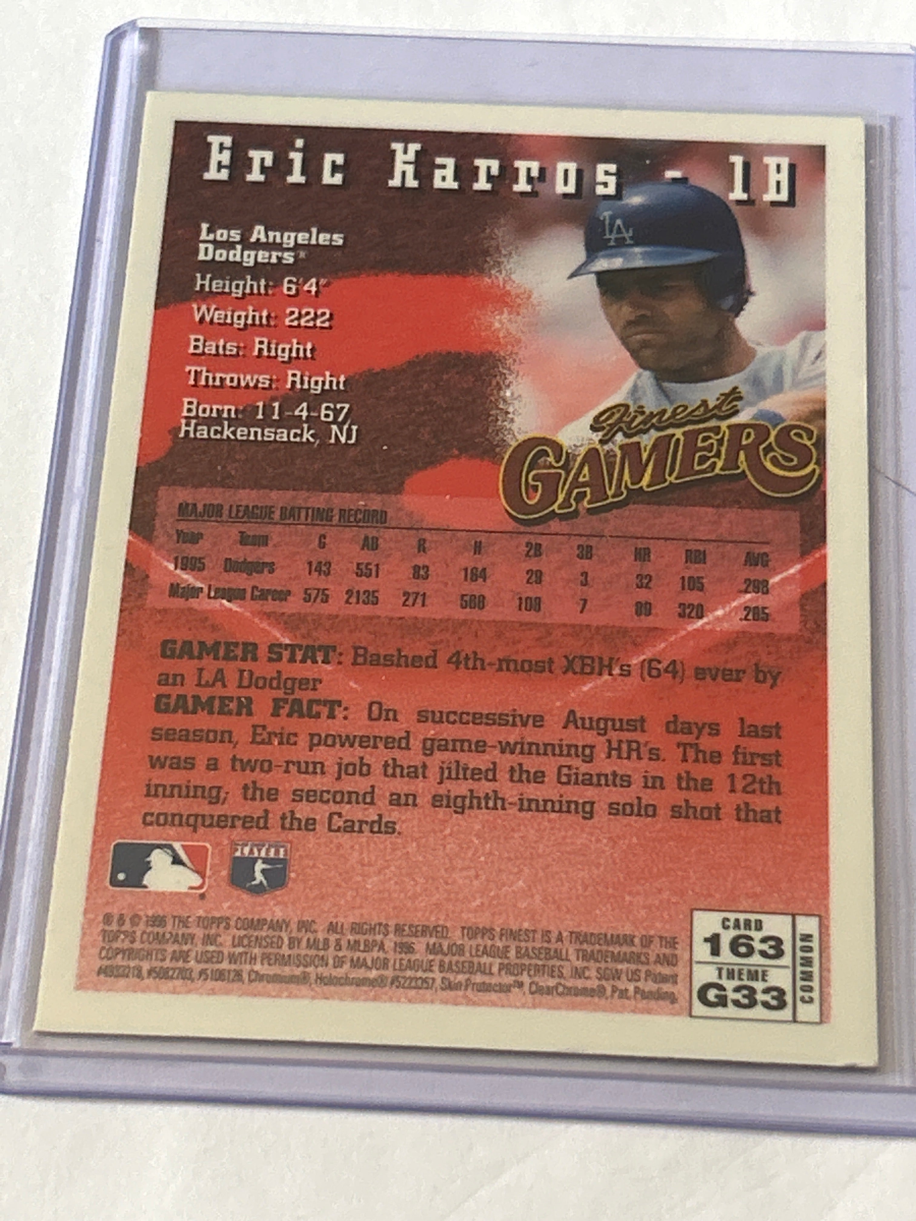 1996 Topps Finest - Eric Karros #163- Finest Gamers