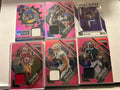 Football Relic 6 Card Lot Brock Purdy Jalen Hurts Brock Bowers Nico Collins Pink Prizm Premier Jerseys Terrance Ferguson RC