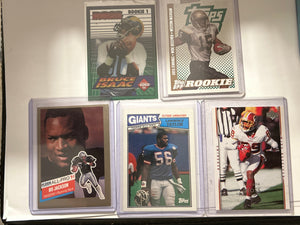Football 5 Card Lot Bo Jackson 1991 Fleer All Pro Lawrence Taylor Topps All Pro Greg Jennings (RC) Santana Moss
