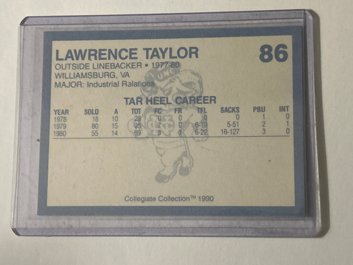 1990 Collegiate Collection North Carolina Lawrence Taylor Hand Signed Autographed Card Tar Heels Giants HOF