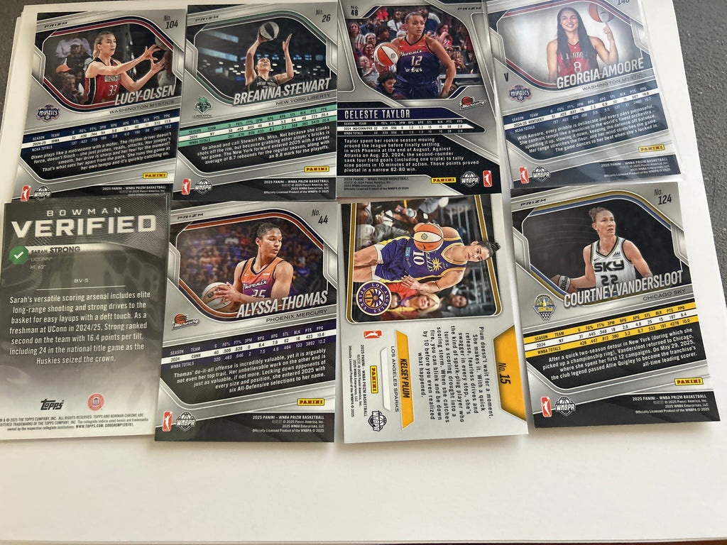 Panini Prizm WNBA 8 Card Lot Breanna Stewart Alyssa Thomas Green Prizm Kelsey Plum Sarah Strong Bowman Verified Lucy Olsen (RC)