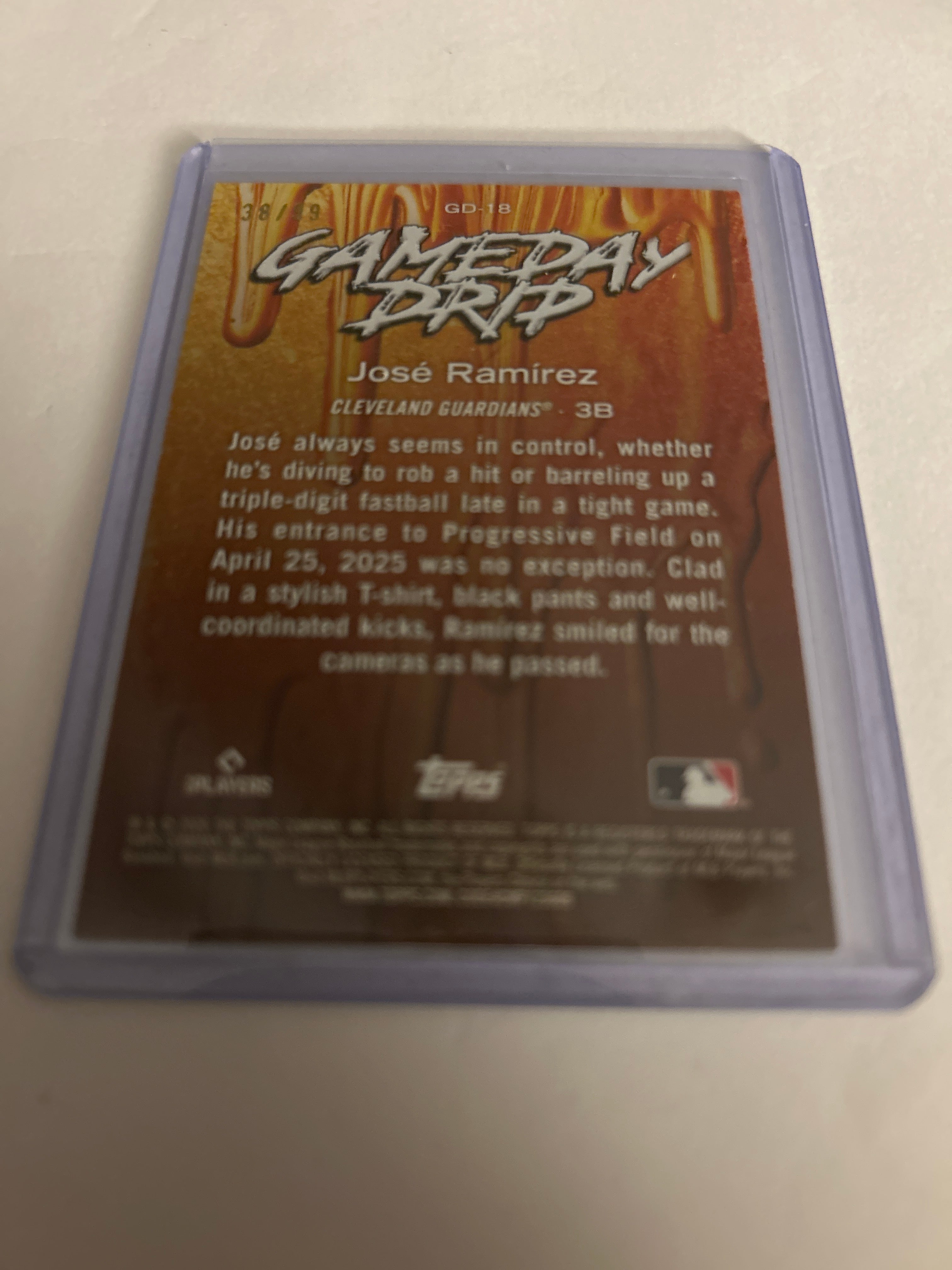2026 Topps Series 1 Celebration GameDay Drip Green 33/99 Jose Ramirez #GD-18 MLB