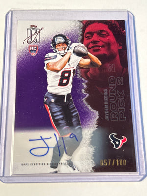 Topps Jayden Higgins RC Auto 57/100 Rookie Autograph On Card Houston Texans WR Round 2 Pick 2
