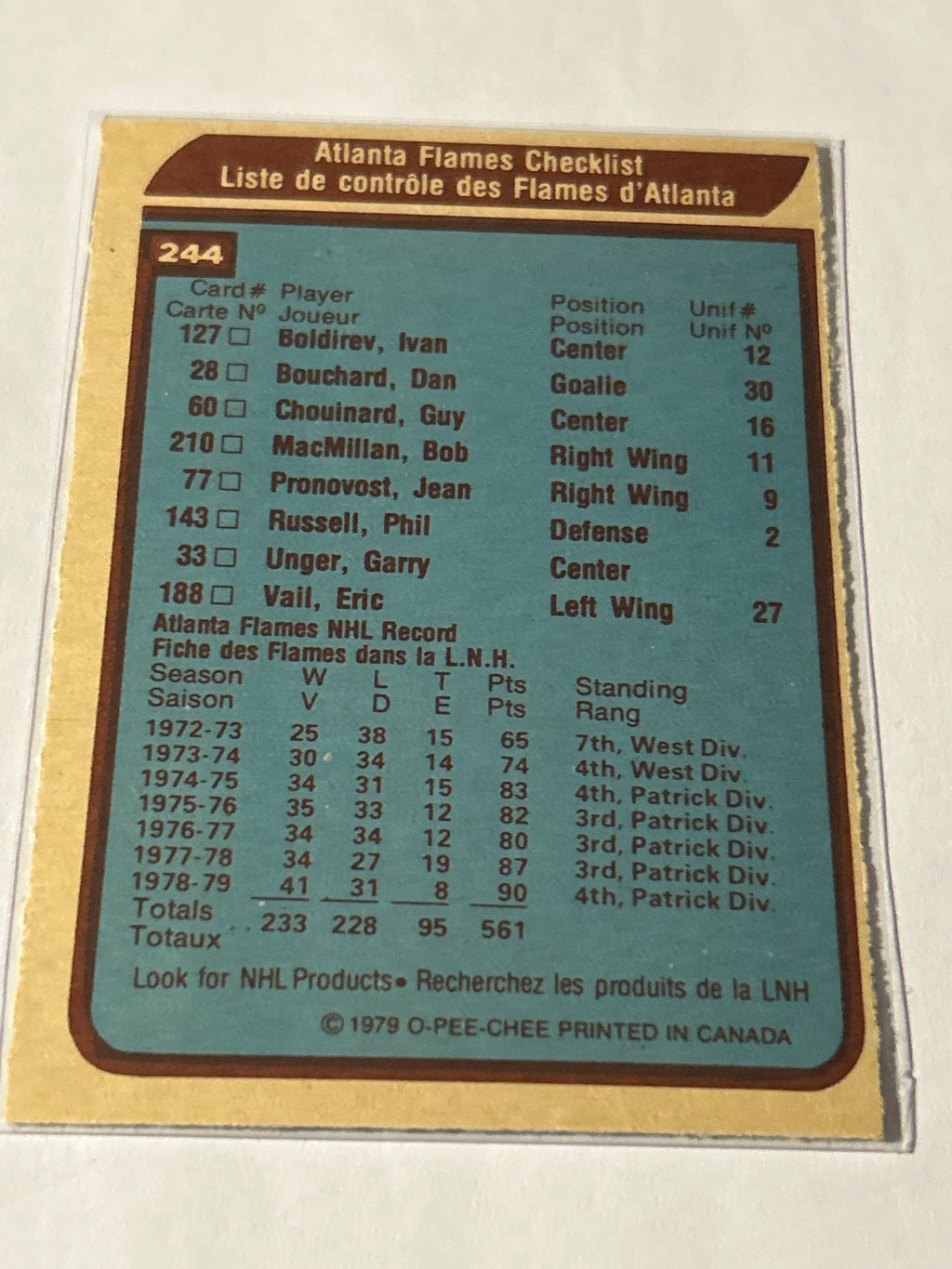 1979-80 O-Pee-Chee - Atlanta Flames #244